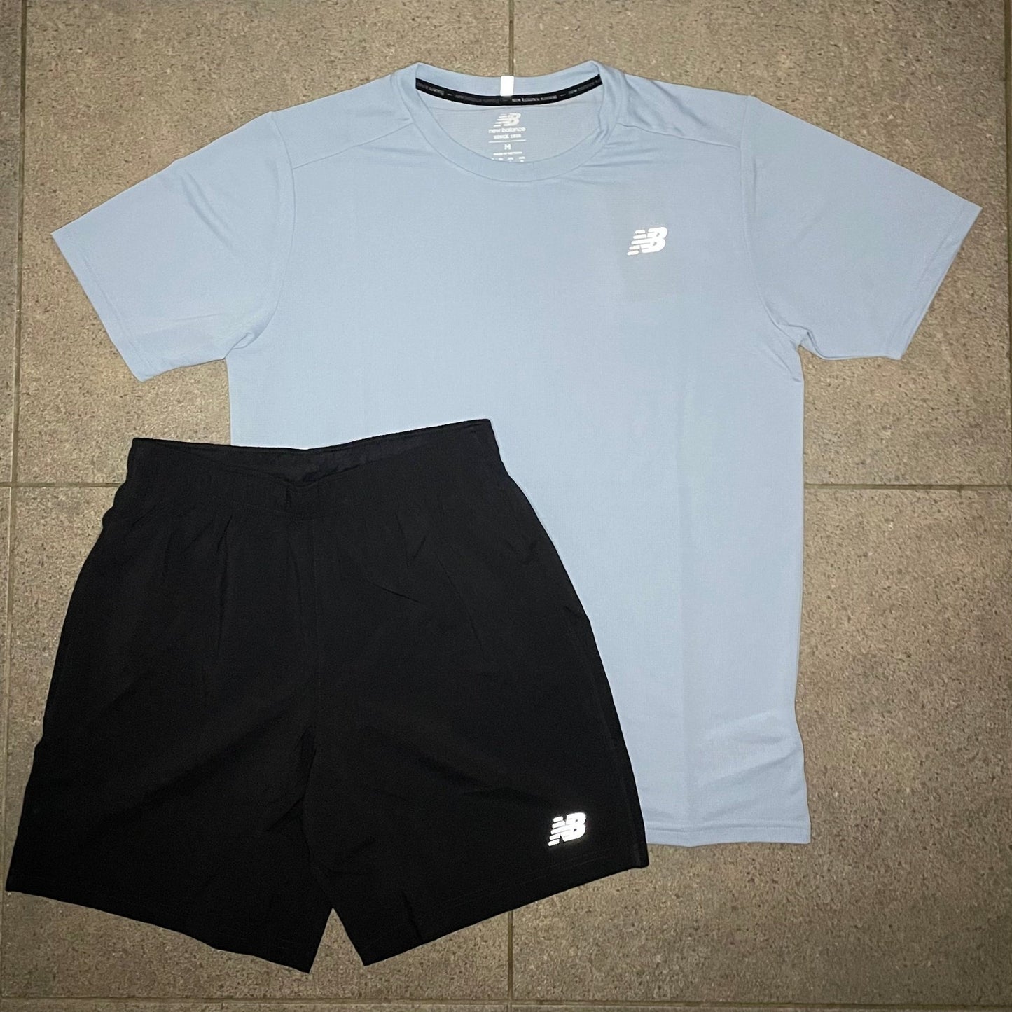 New Balance Sky Blue Tee, Black Shorts Summer Set - WYGO.store